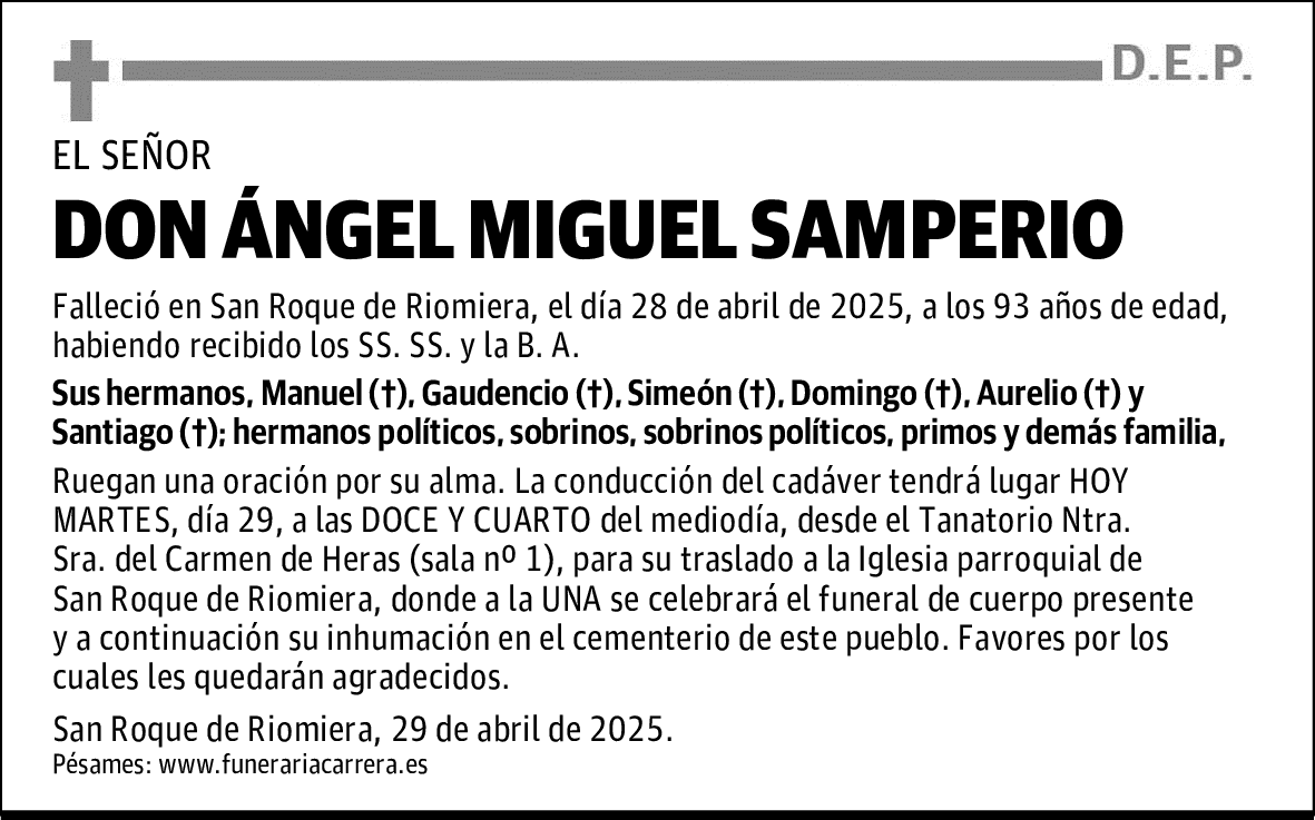 DON ÁNGEL MIGUEL SAMPERIO