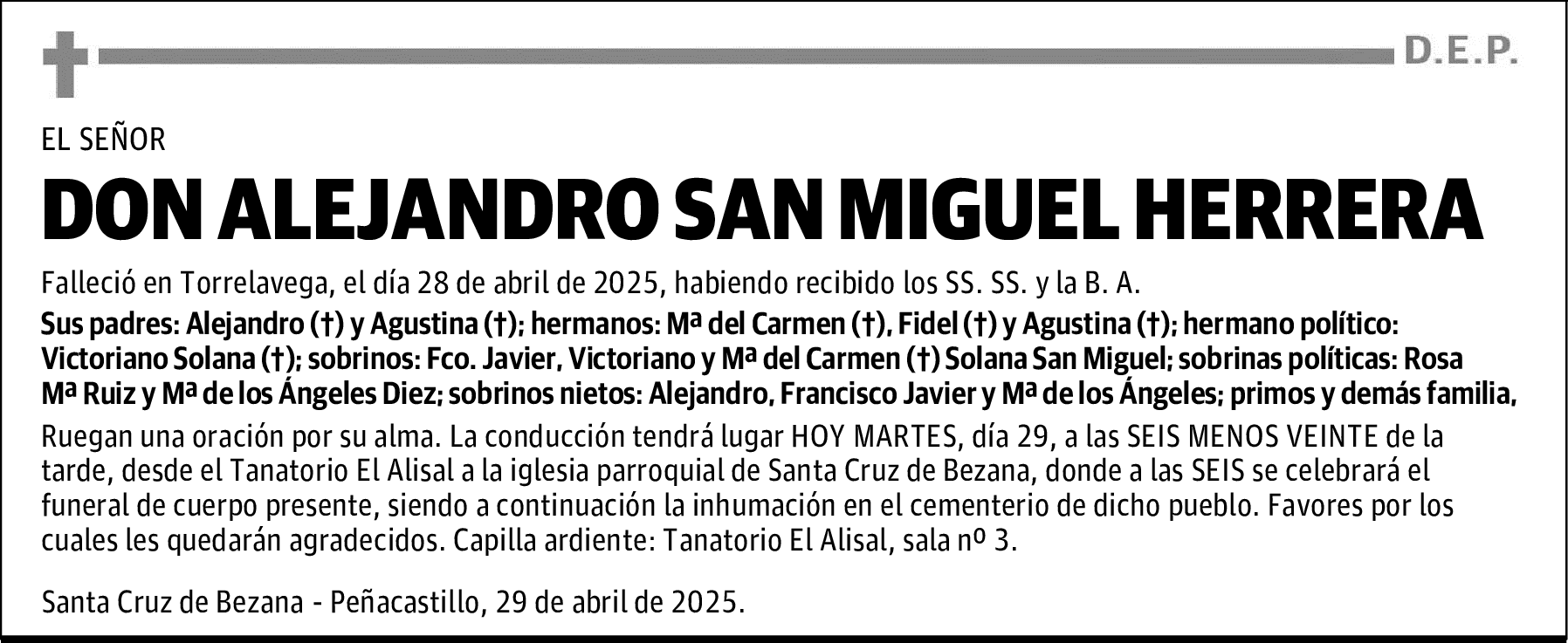 DON ALEJANDRO SAN MIGUEL HERRERA