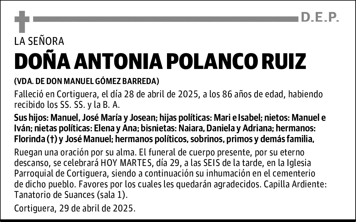 DOÑA ANTONIA POLANCO RUIZ