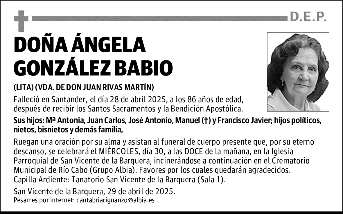 DOÑA ÁNGELA GONZÁLEZ BABIO