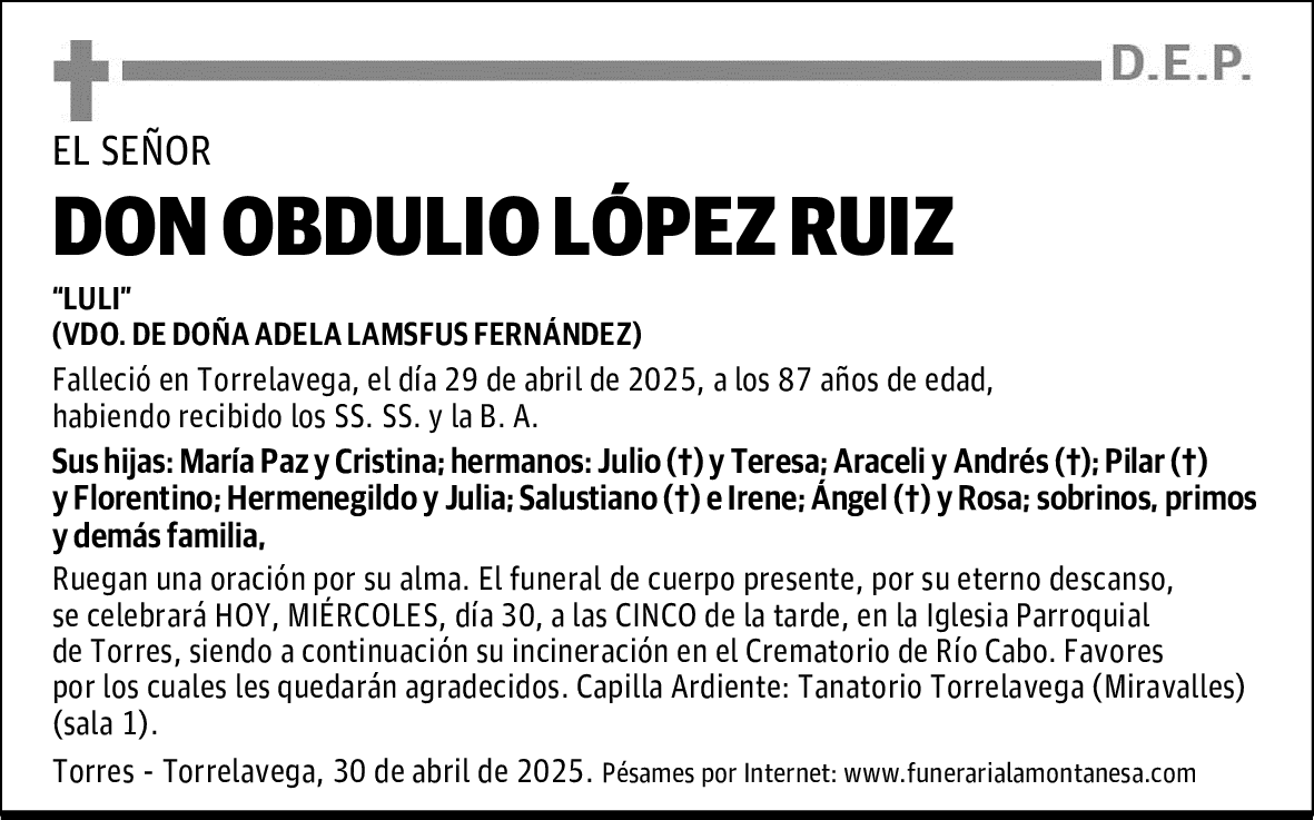 DON OBDULIO LÓPEZ RUIZ
