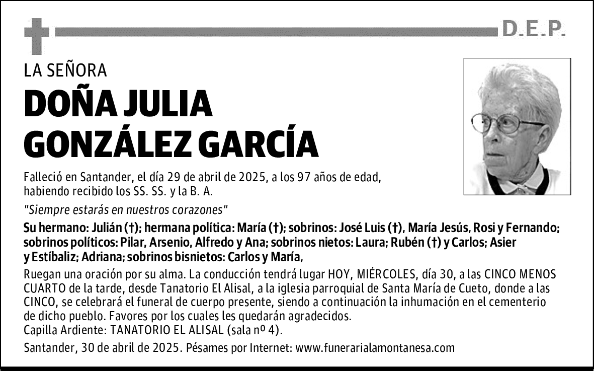 DOÑA JULIA GONZÁLEZ GARCÍA