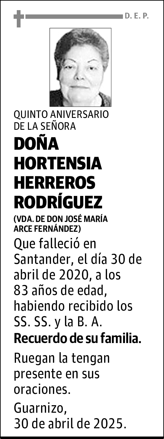 DOÑA HORTENSIA HERREROS RODRÍGUEZ