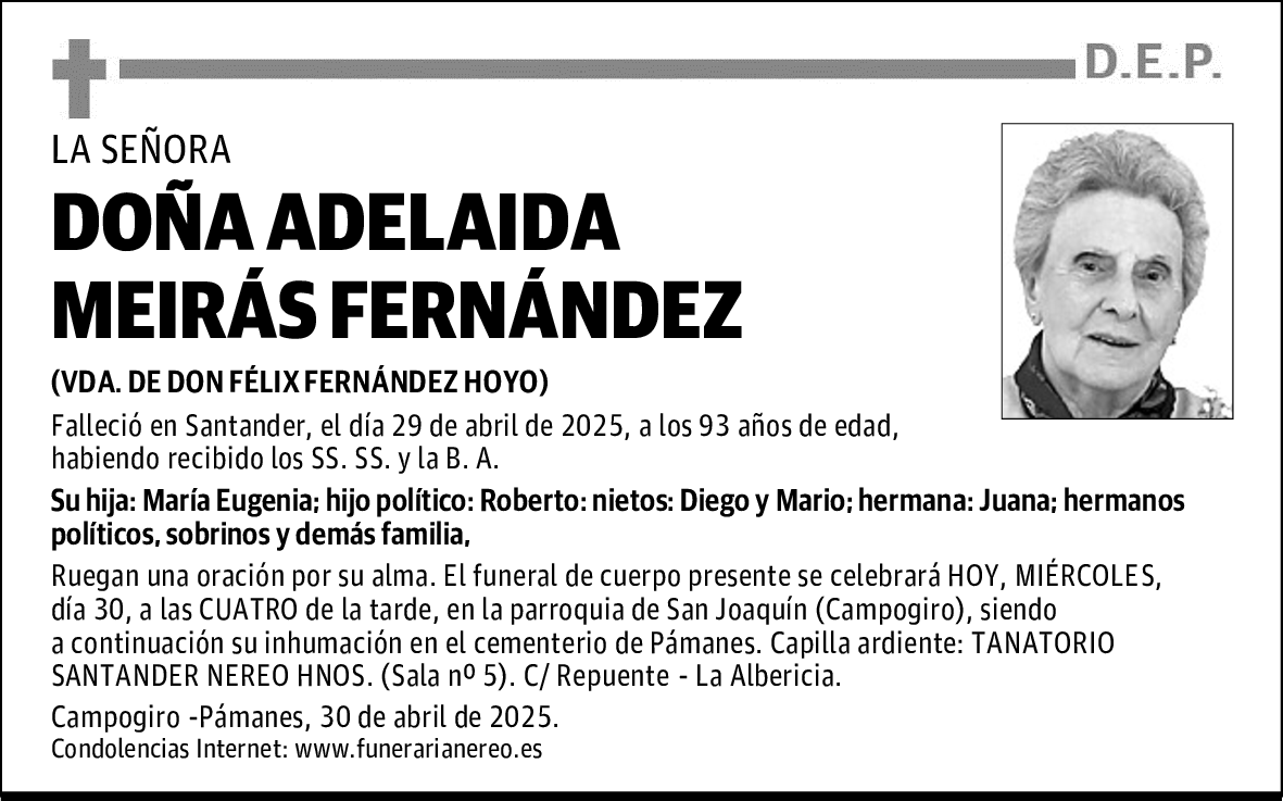 DOÑA ADELAIDA MEIRÁS FERNANDEZ