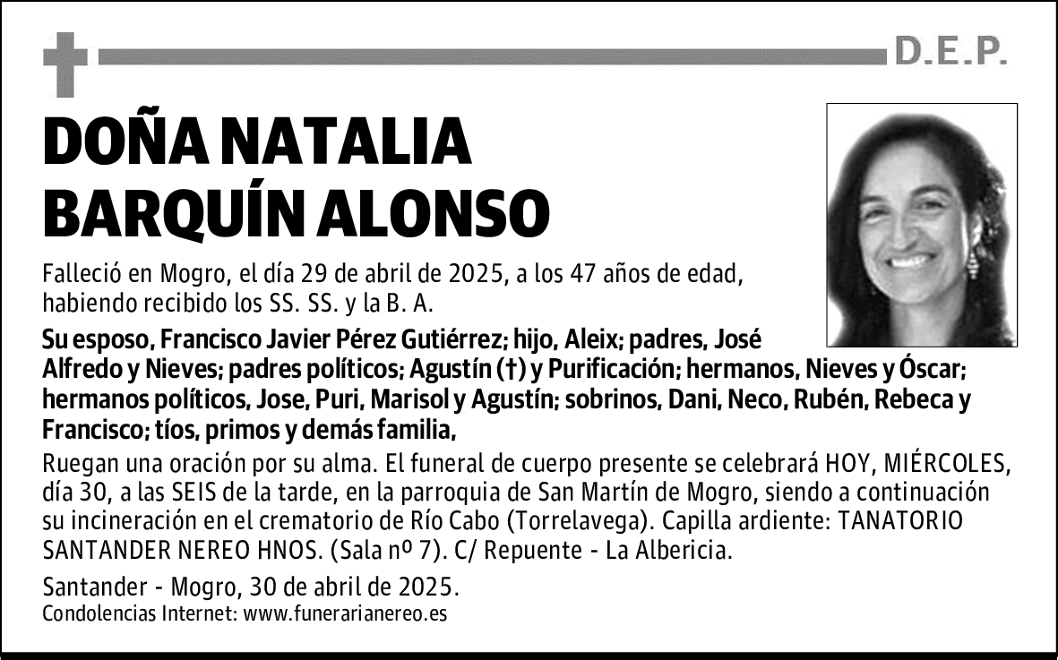 DOÑA NATALIA BARQUÍN ALONSO