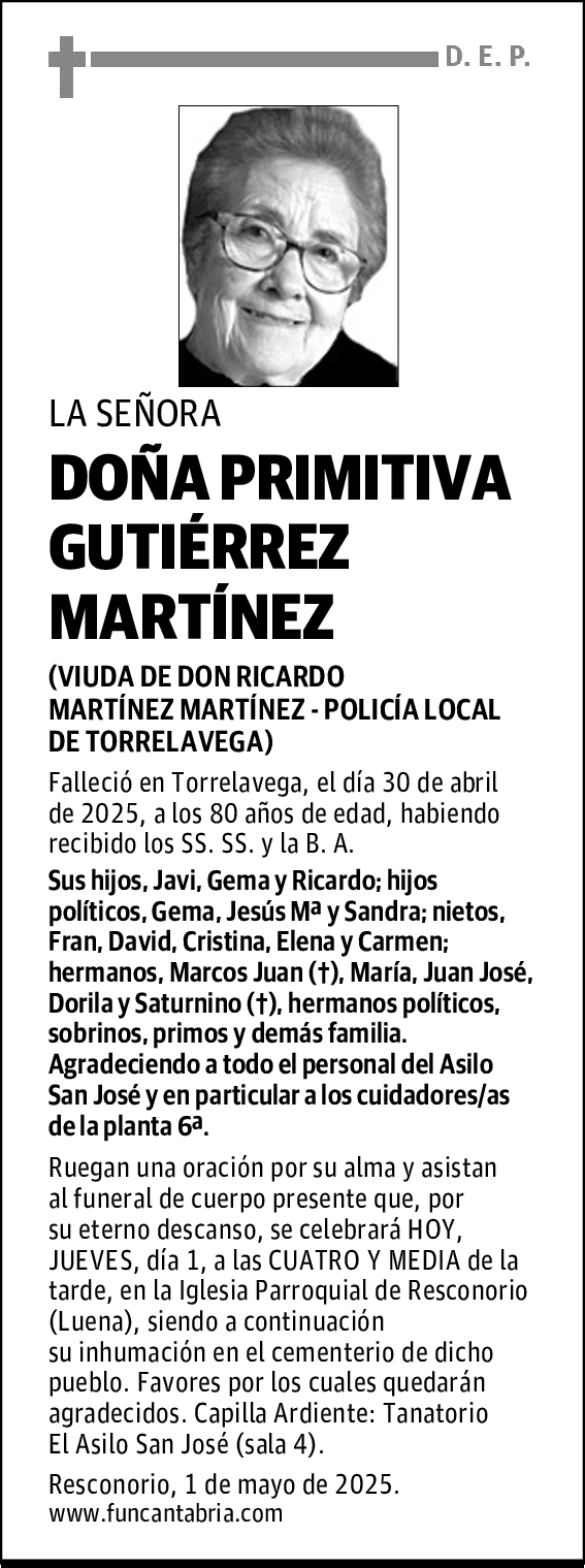 DOÑA PRIMITIVA GUTIÉRREZ MARTÍNEZ