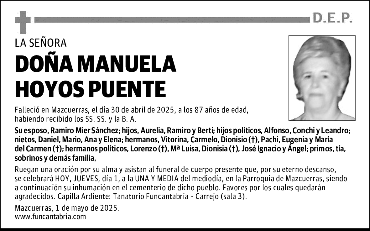 DOÑA MANUELA HOYOS PUENTE