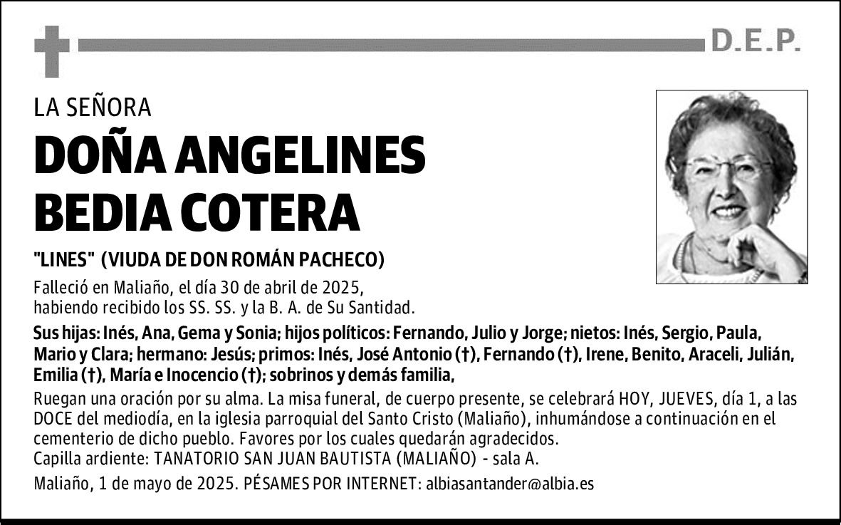 DOÑA ANGELINES BEDIA COTERA