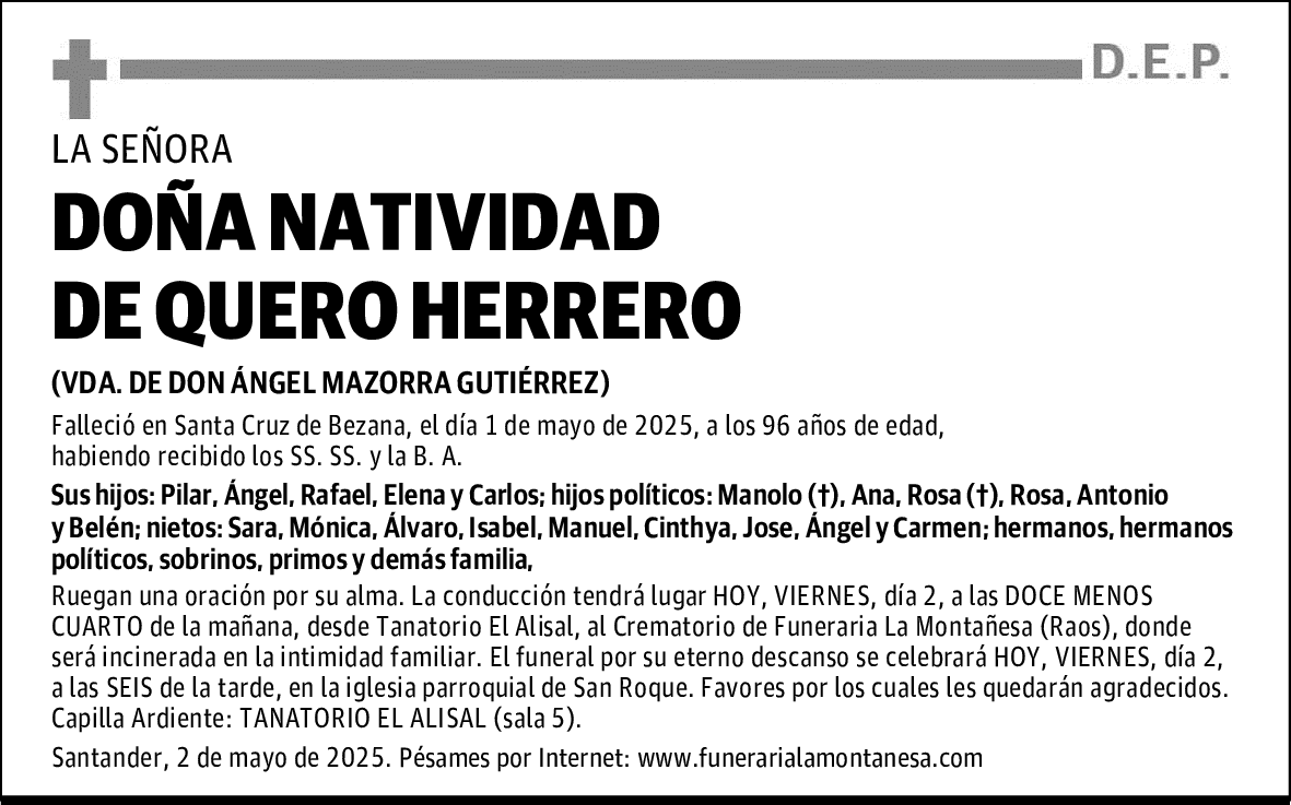 DOÑA NATIVIDAD DE QUERO HERRERO