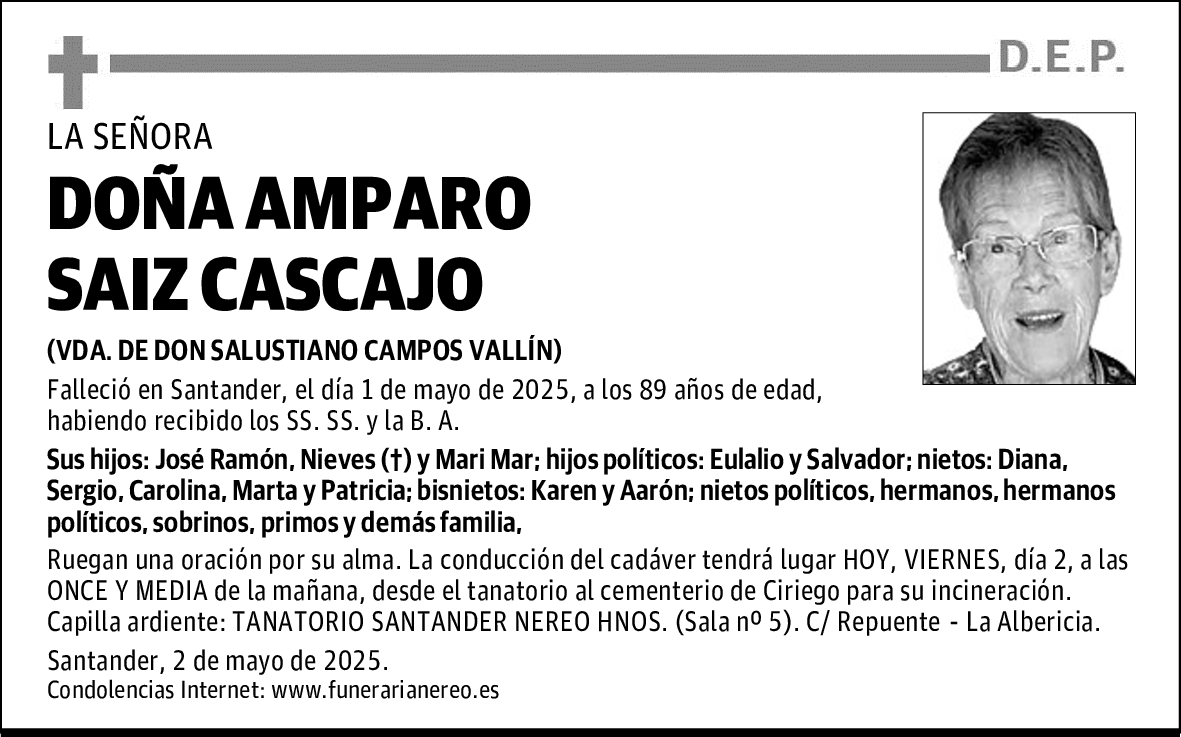 DOÑA AMPARO SAIZ CASCAJO