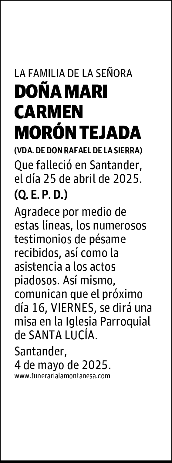 DOÑA MARI CARMEN MORÓN TEJADA