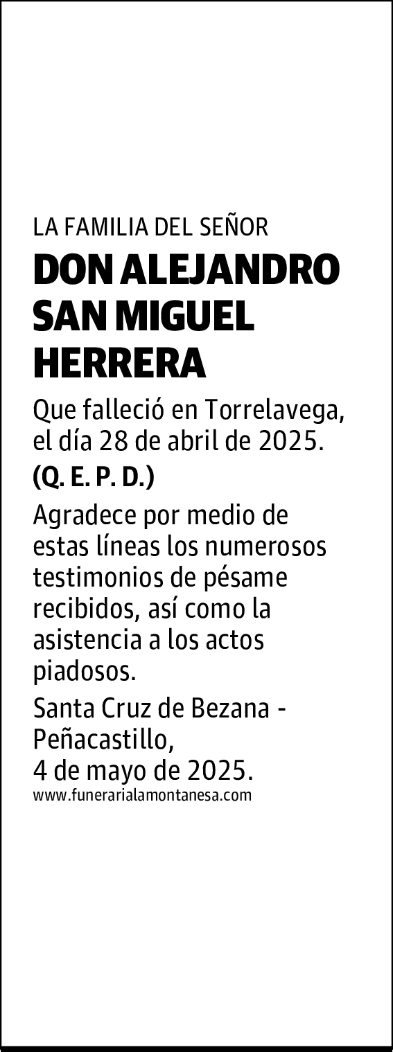 DON ALEJANDRO SAN MIGUEL HERRERA