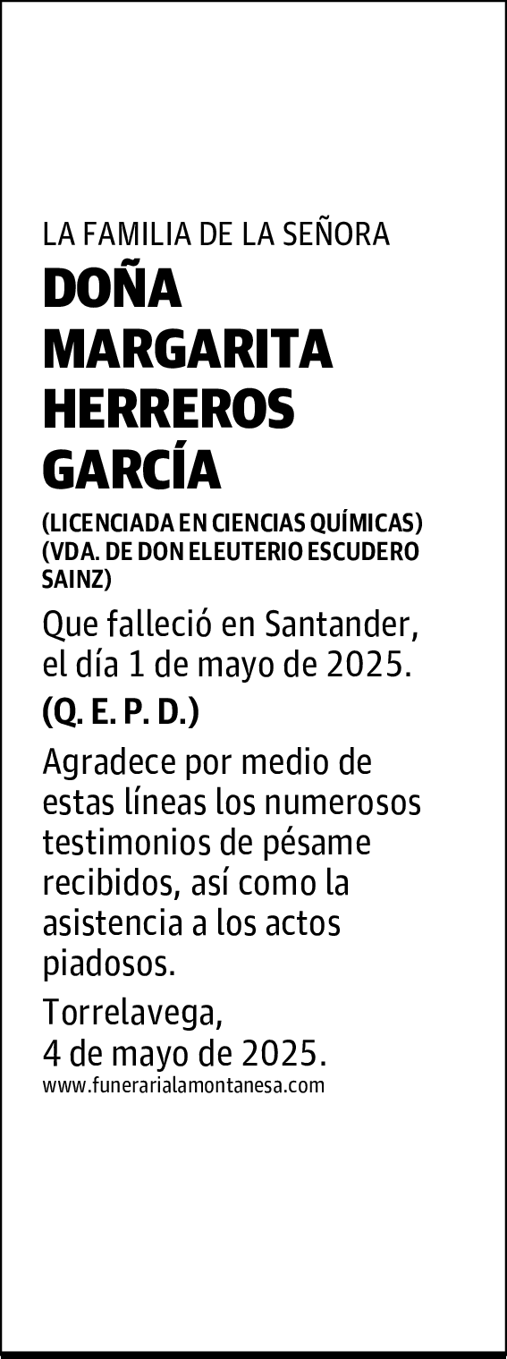 DOÑA MARGARITA HERREROS GARCÍA