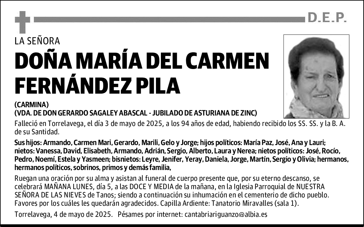 DOÑA MARÍA DEL CARMEN FERNÁNDEZ PILA