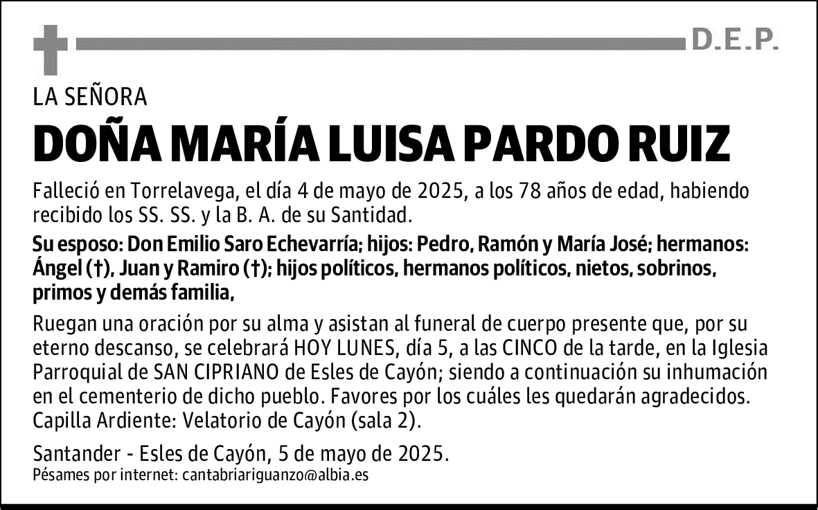 DOÑA MARÍA LUISA PARDO RUIZ