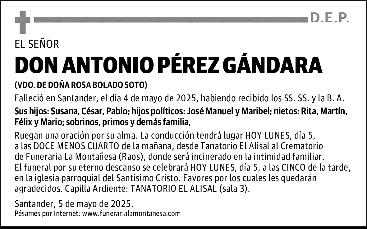 DON ANTONIO PÉREZ GÁNDARA