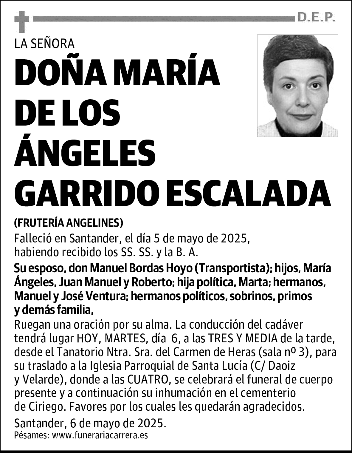 DOÑA MARÍA DE LOS ÁNGELES GARRIDO ESCALADA