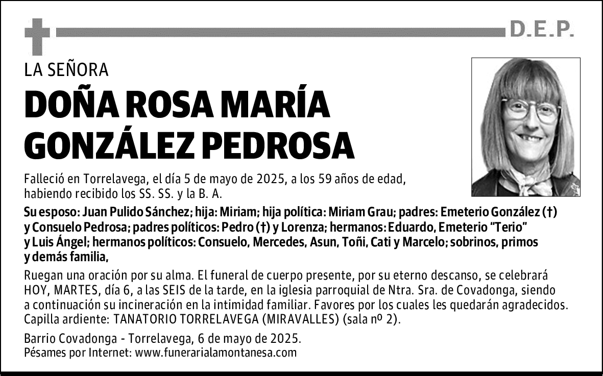 DOÑA ROSA MARÍA GONZÁLEZ PEDROSA