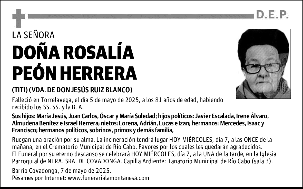 DOÑA ROSALÍA PEÓN HERRERA