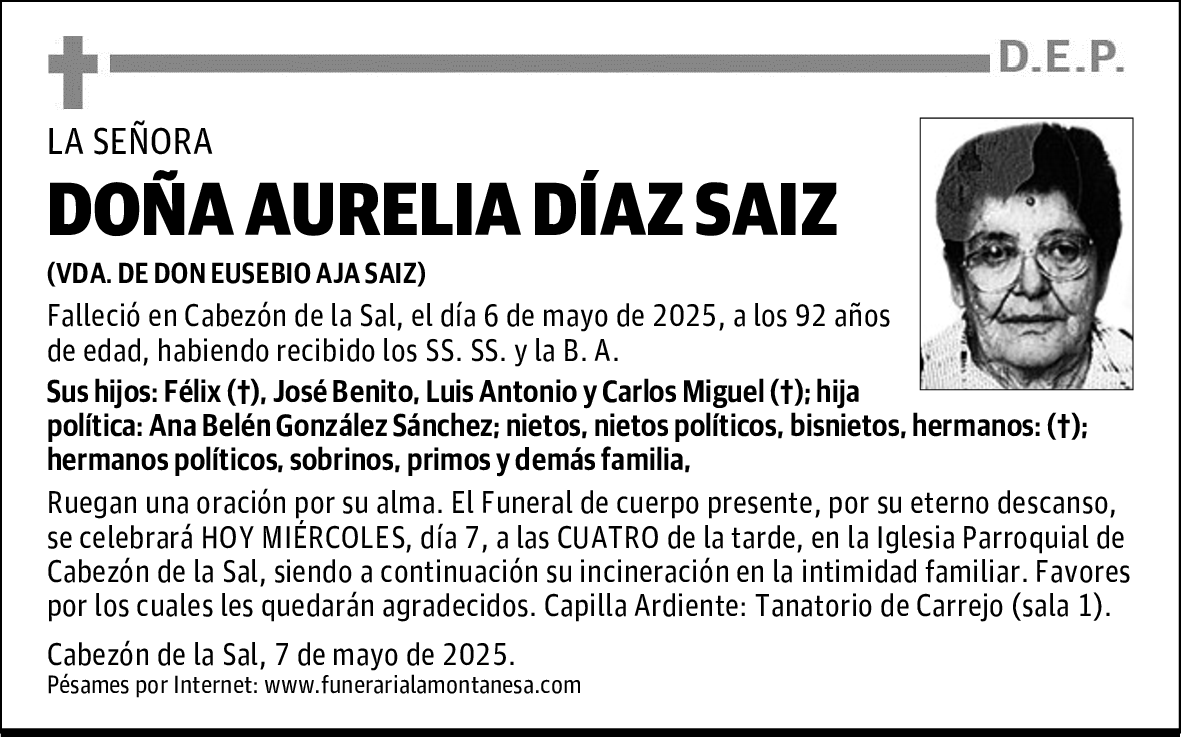 DOÑA AURELIA DÍAZ SAIZ