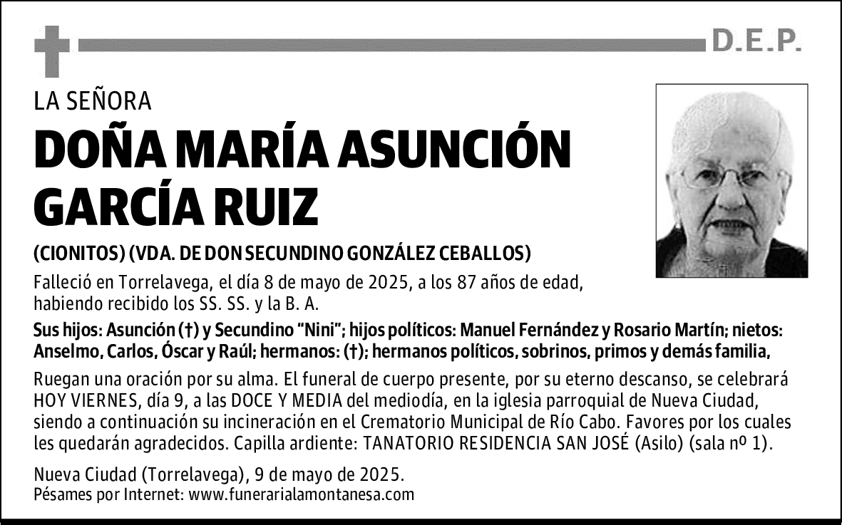 DOÑA MARÍA ASUNCIÓN GARCÍA RUIZ