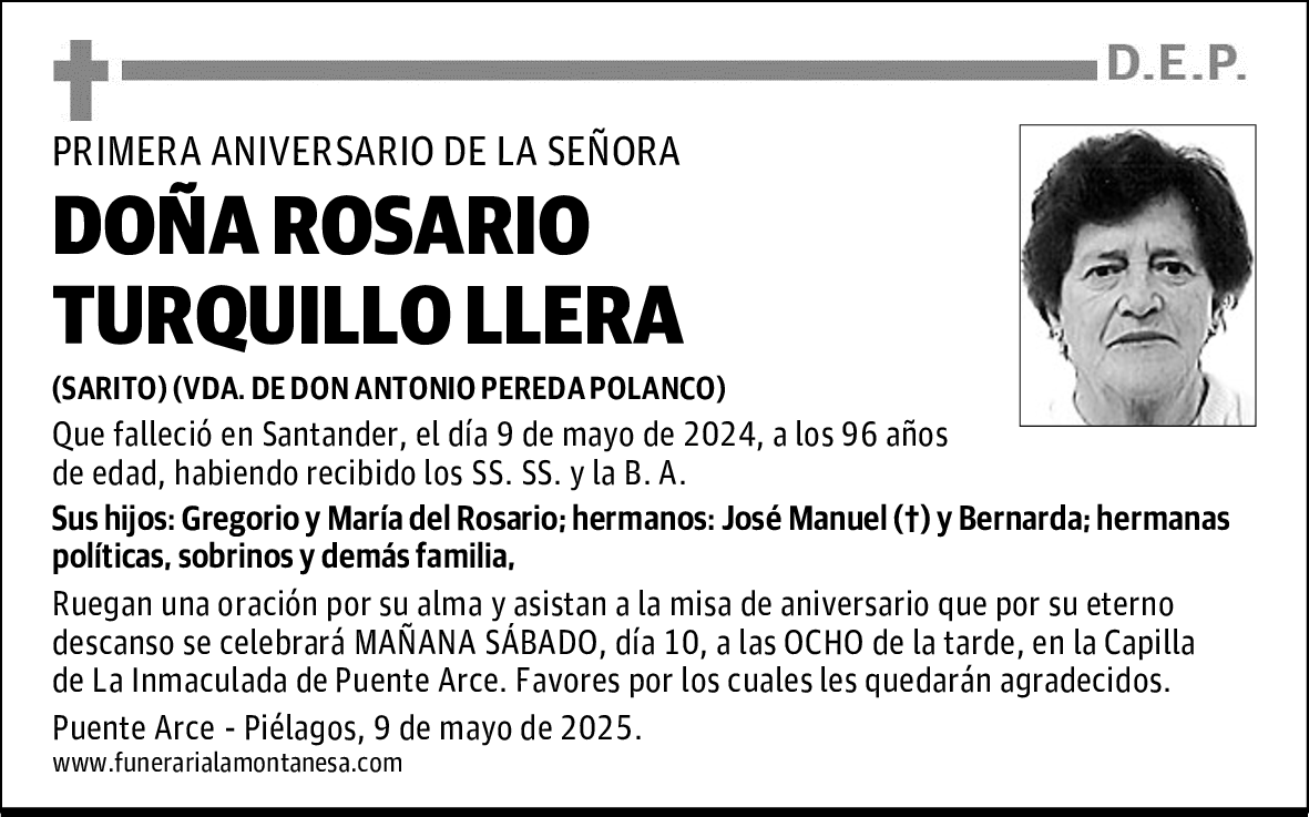 DOÑA ROSARIO TURQUILLO LLERA