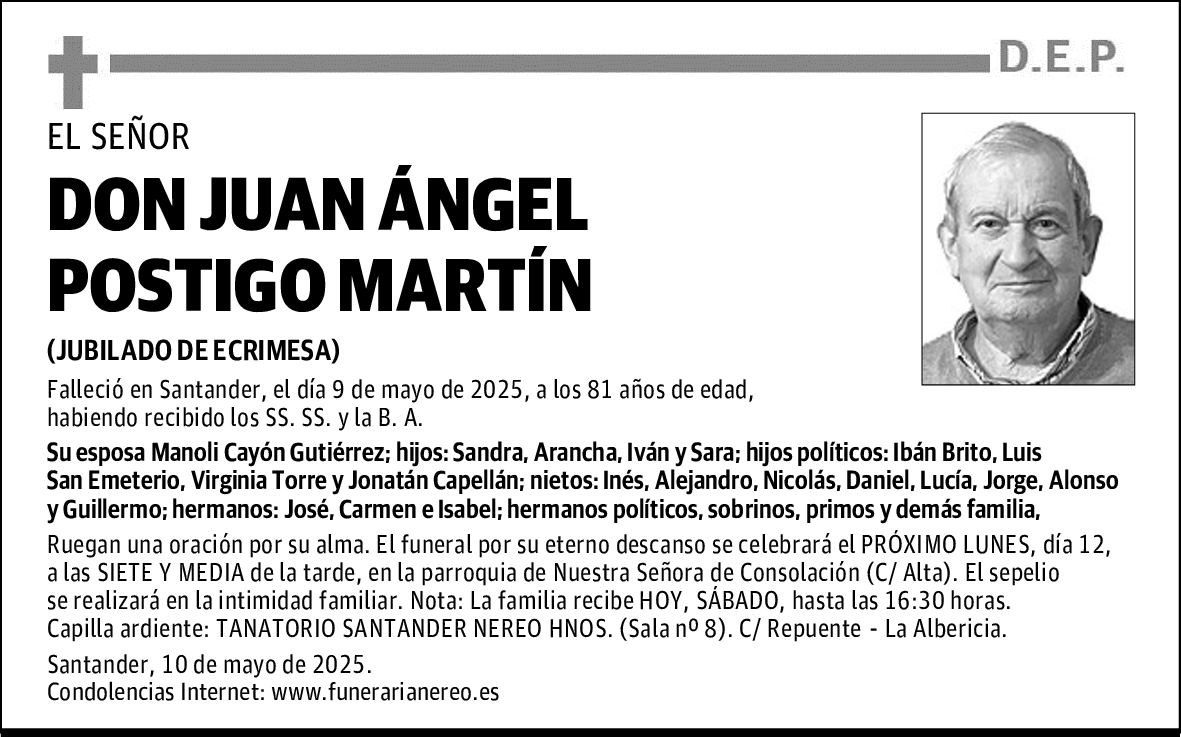 DON JUAN ÁNGEL POSTIGO MARTÍN