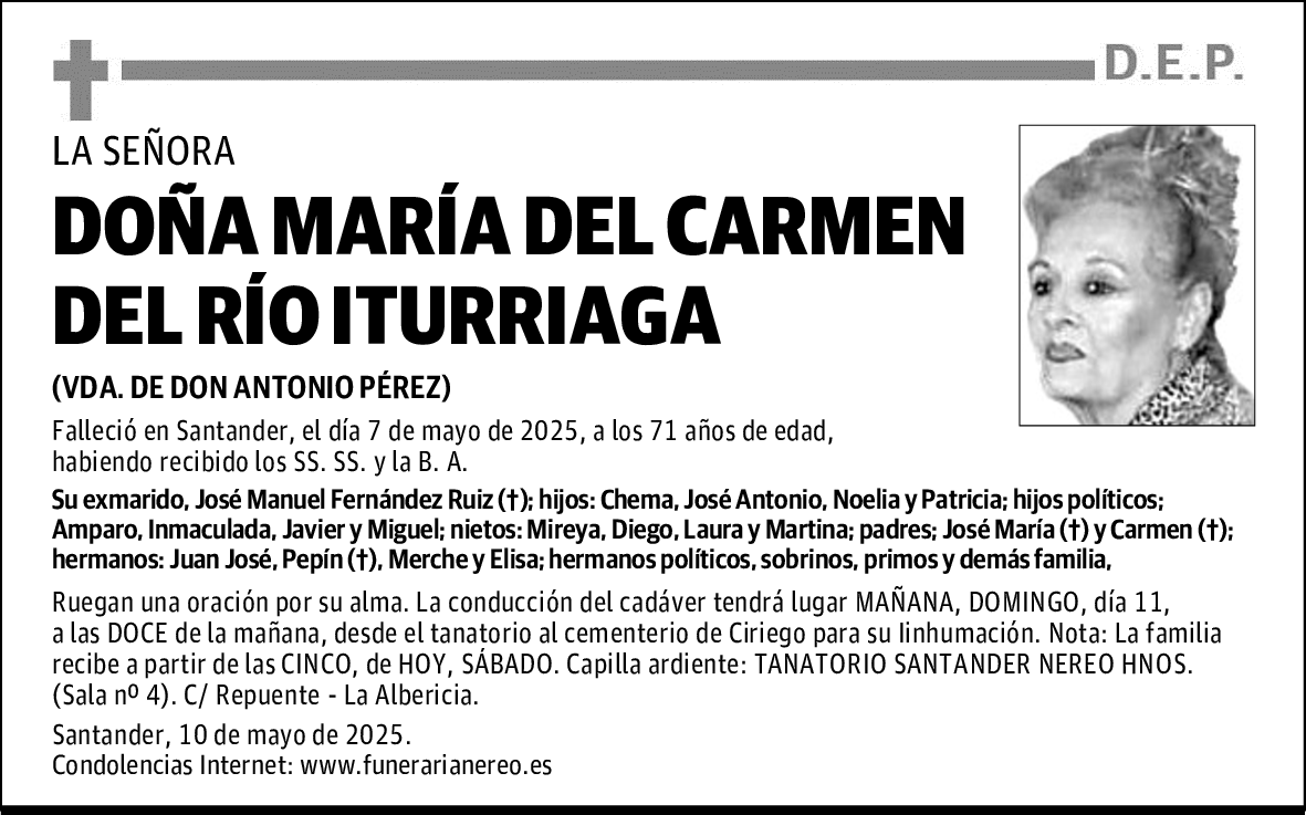 DOÑA MARÍA DEL CARMEN DEL RÍO ITURRIAGA