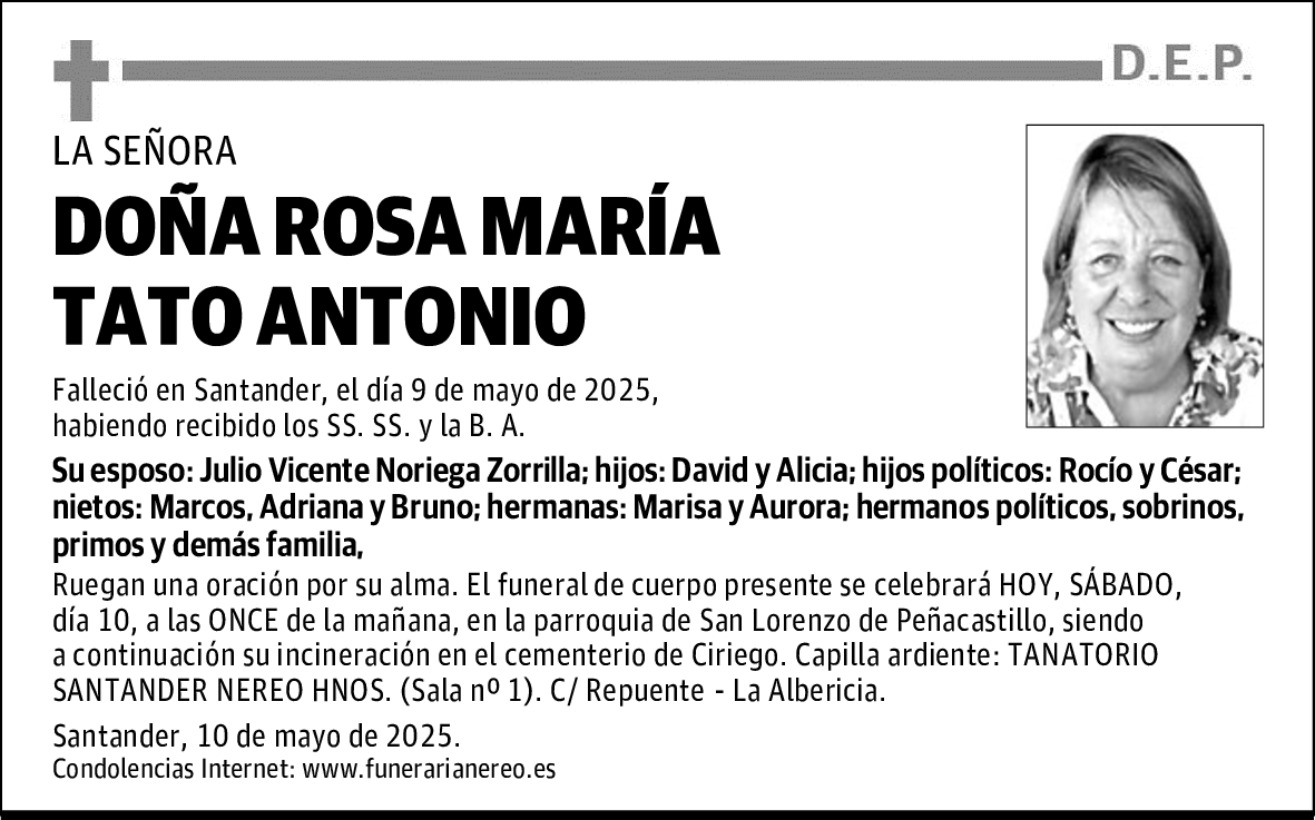 DOÑA ROSA MARÍA TATO ANTONIO