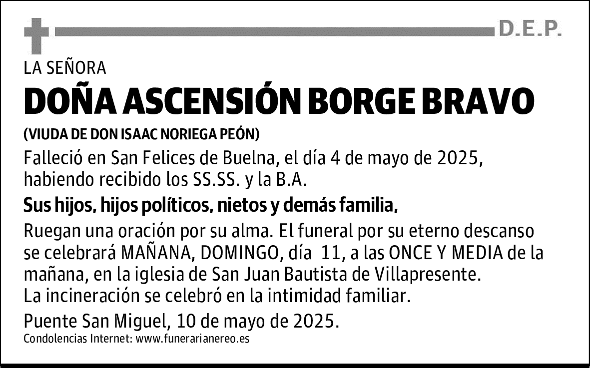 DOÑA ASCENSIÓN BORGE BRAVO