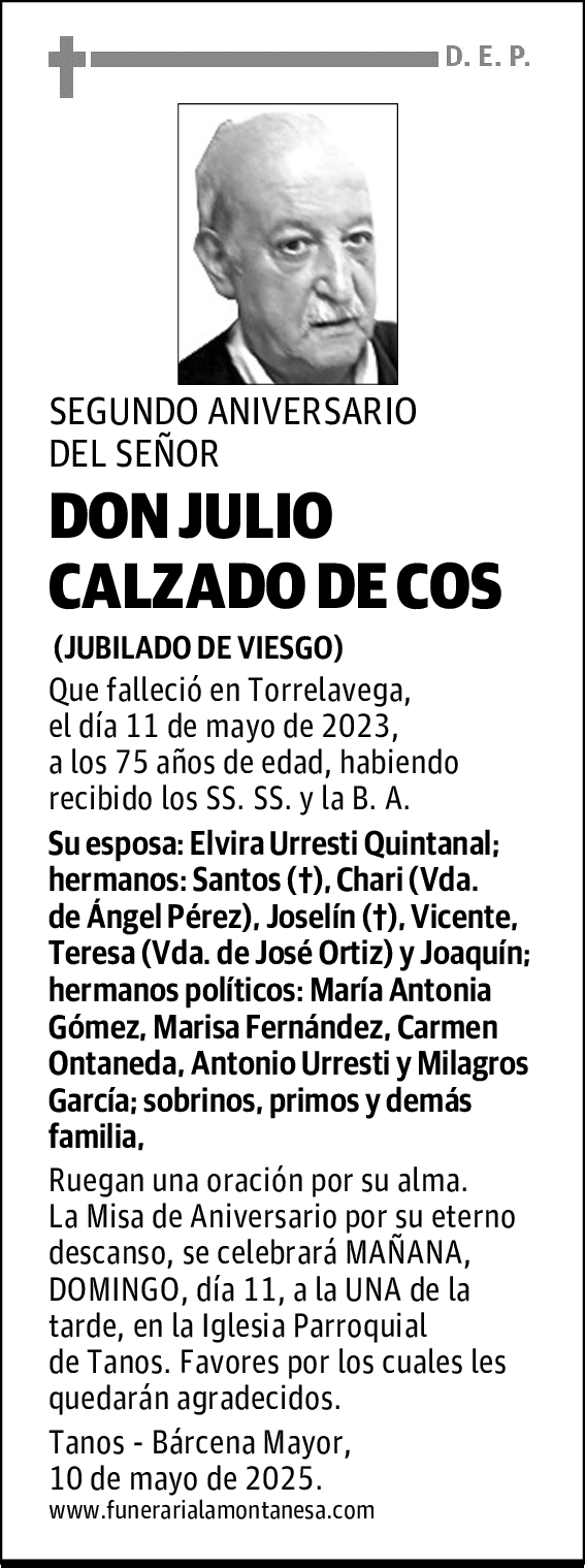 DON JULIO CALZADO DE COS