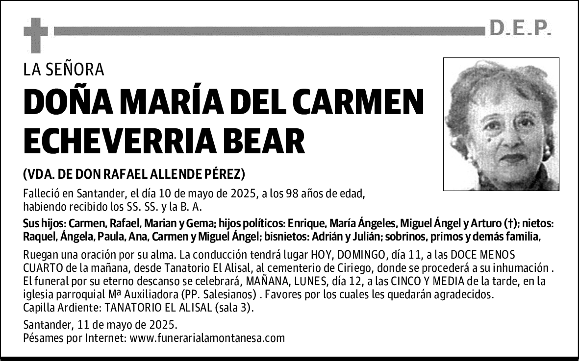 Dª MARÍA DEL CARMEN ECHEVERRIA BEAR