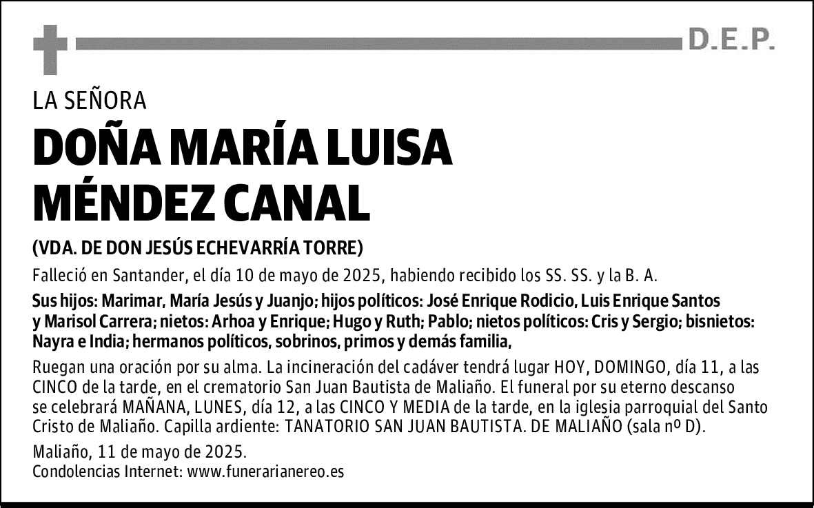 DOÑA MARÍA LUISA MÉNDEZ CANAL