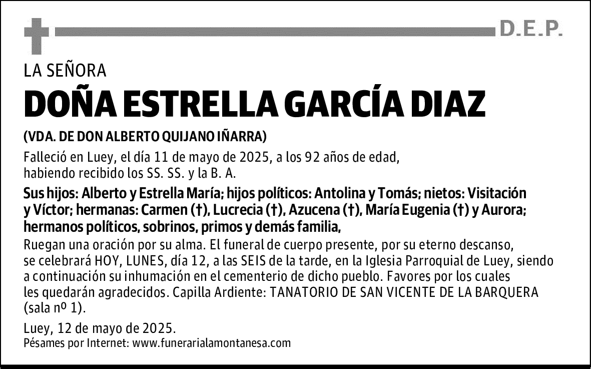 DOÑA ESTRELLA GARCÍA DIAZ