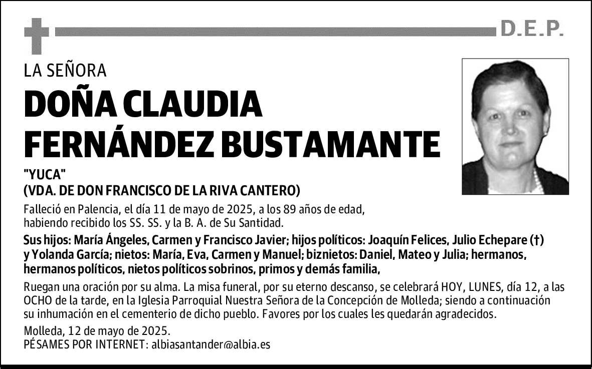 DOÑA CLAUDIA FERNÁNDEZ BUSTAMANTE