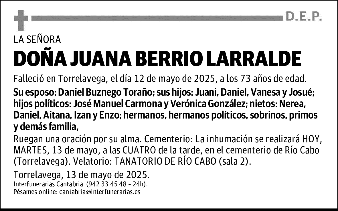 DOÑA JUANA BERRIO LARRALDE