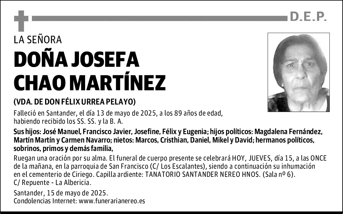 DOÑA JOSEFA CHAO MARTÍNEZ