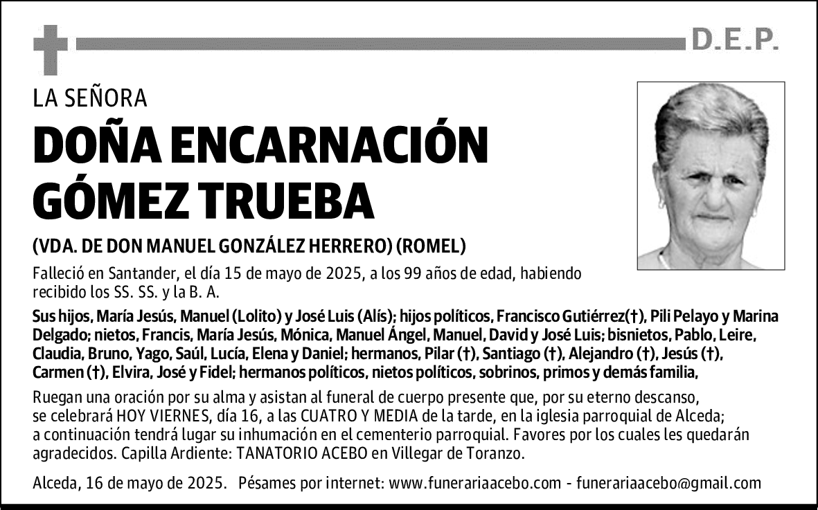 DOÑA ENCARNACIÓN GÓMEZ TRUEBA