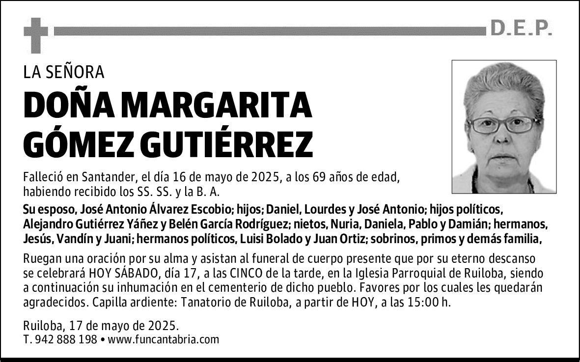 DOÑA MARGARITA GÓMEZ GUTIÉRREZ
