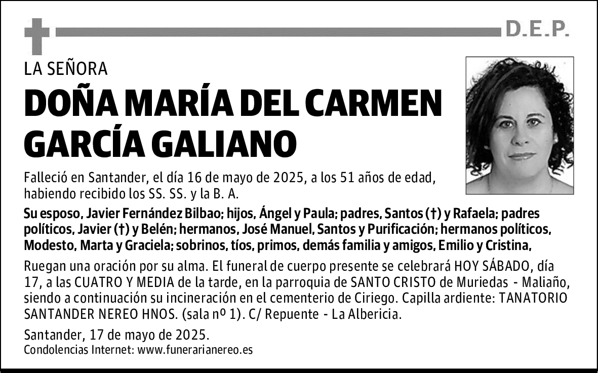 DOÑA MARÍA DEL CARMEN GARCÍA GALIANO