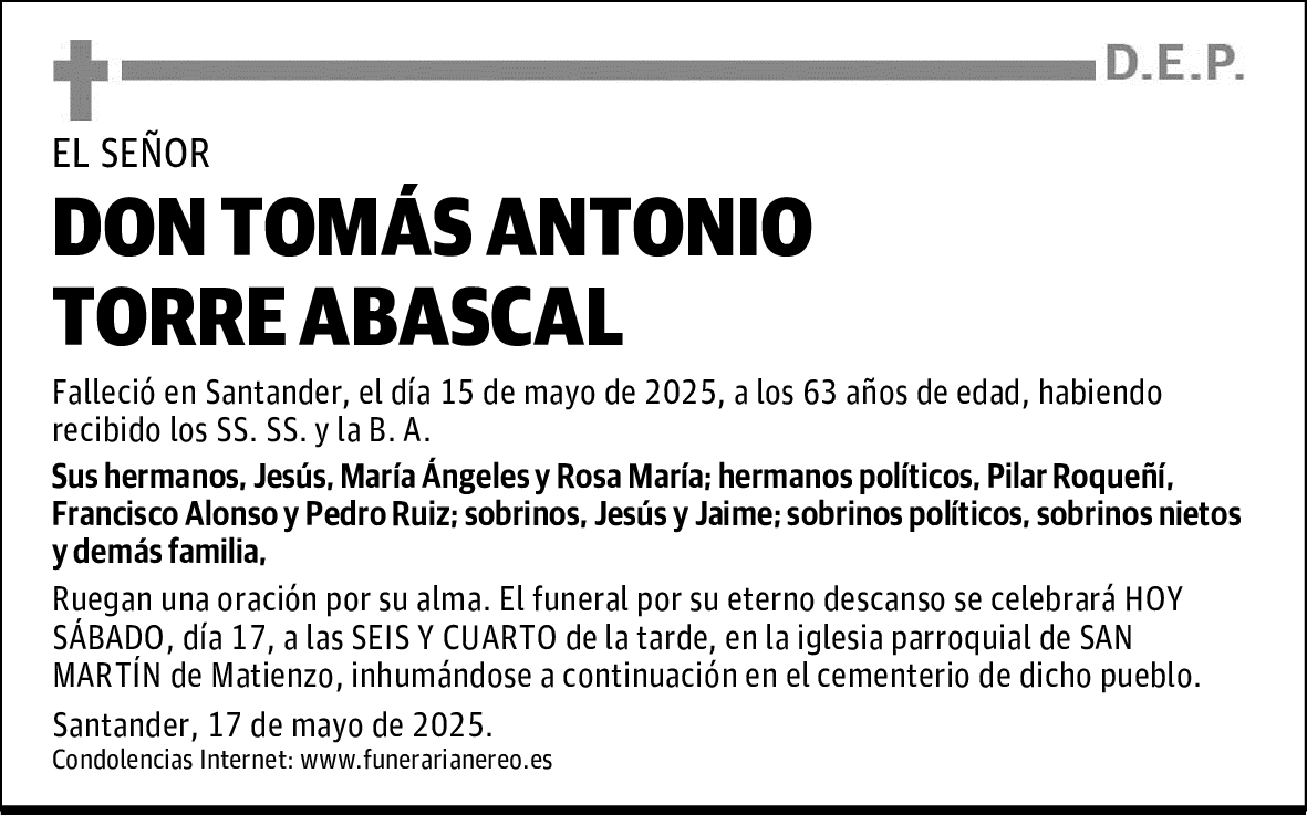 DON TOMÁS ANTONIO TORRE ABASCAL