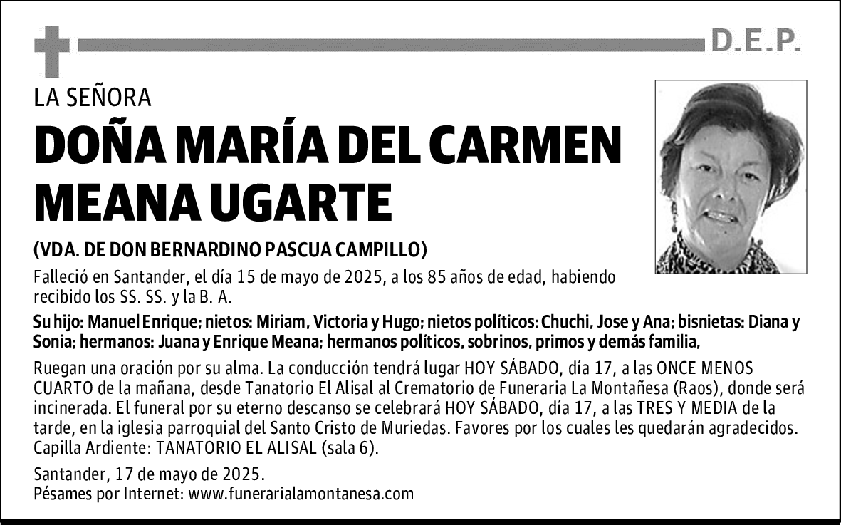 DOÑA MARÍA DEL CARMEN MEANA UGARTE