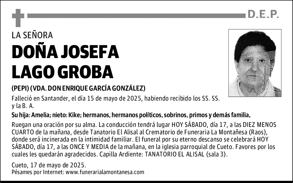DOÑA JOSEFA LAGO GROBA