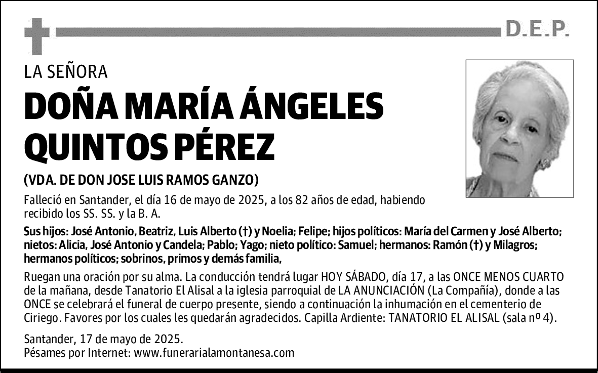 DOÑA MARÍA ÁNGELES QUINTOS PÉREZ
