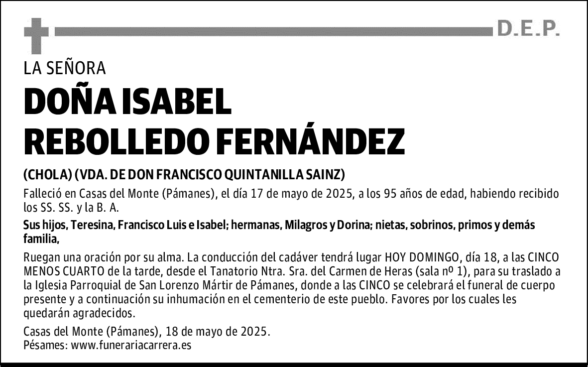 DOÑA ISABEL REBOLLEDO FERNÁNDEZ
