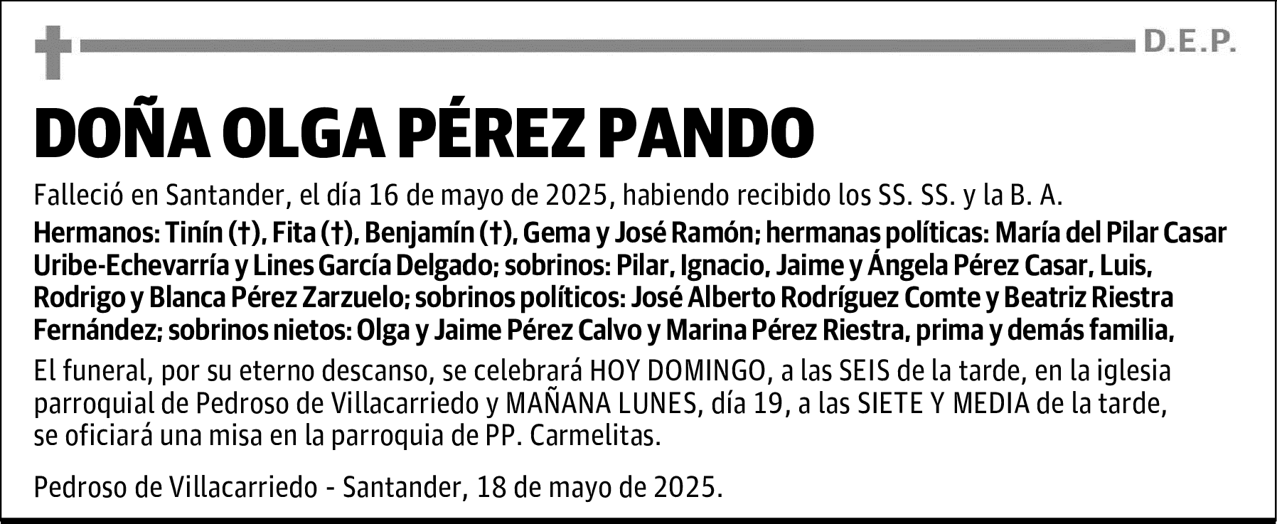 DOÑA OLGA PÉREZ PANDO