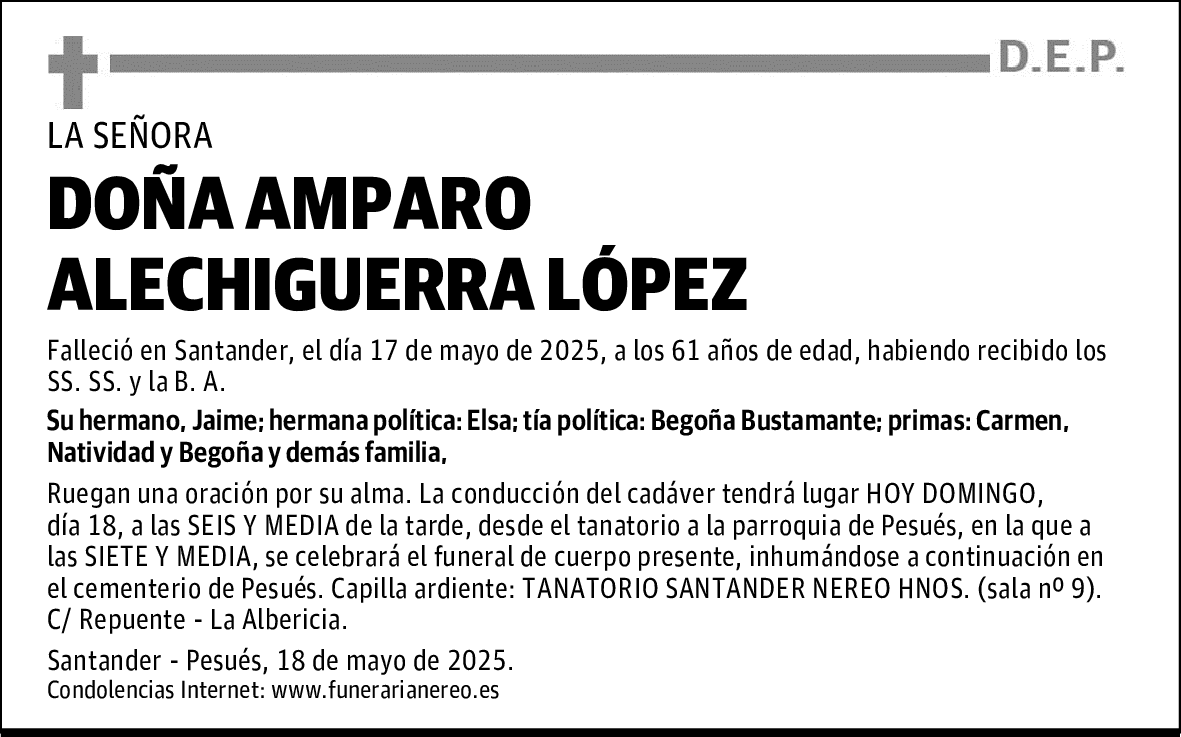 DOÑA AMPARO ALECHIGUERRA LÓPEZ