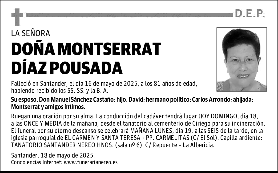 DOÑA MONTSERRAT DÍAZ POUSADA