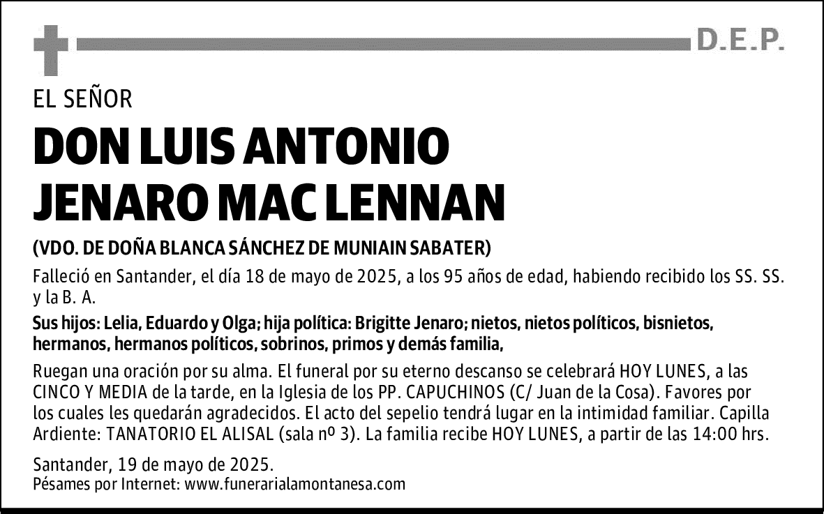 DON LUIS ANTONIO JENARO MAC LENNAN
