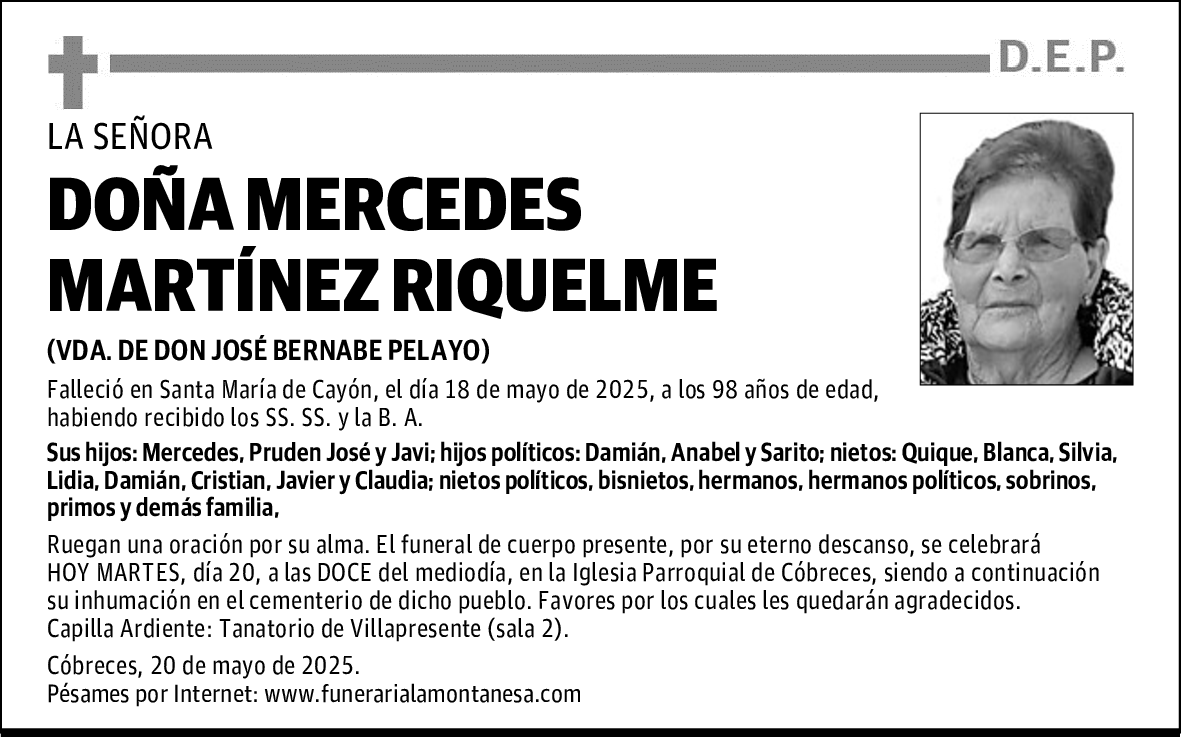 DOÑA MERCEDES MARTÍNEZ RIQUELME